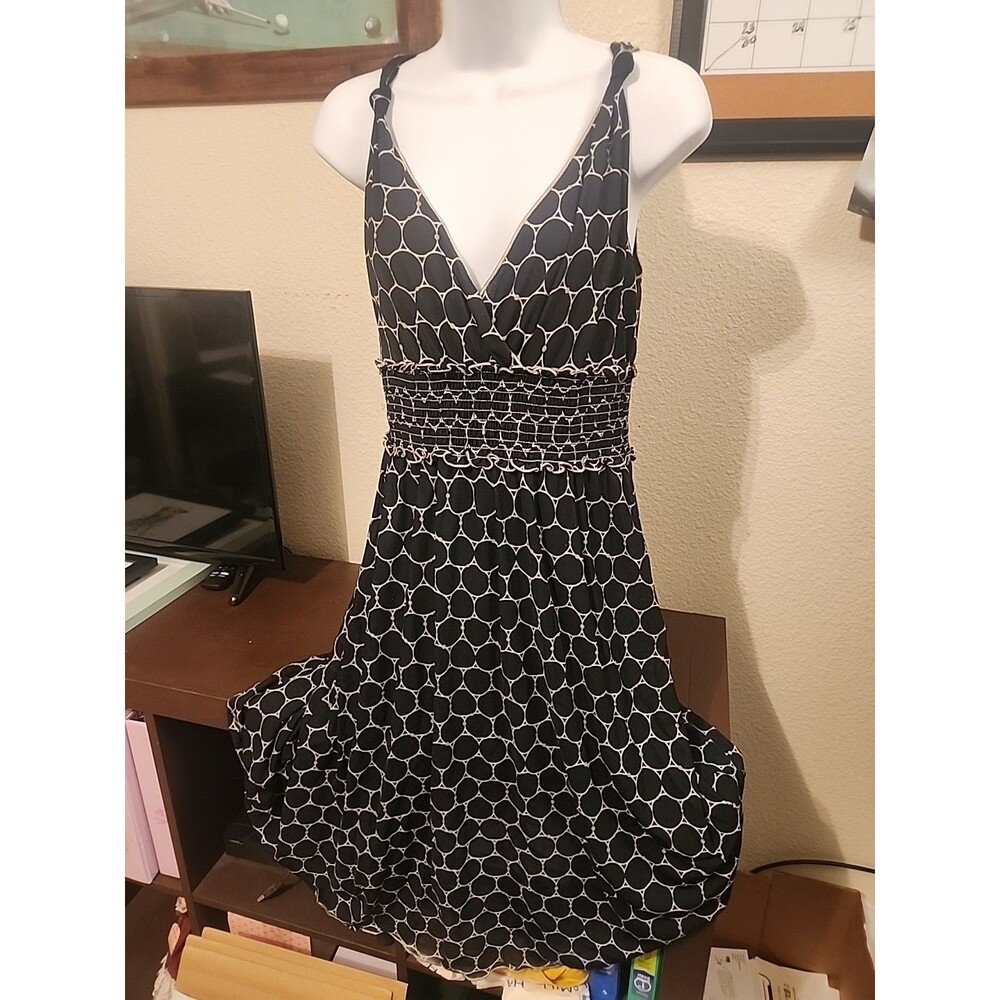 Studio M Chic! Black & White Circle Print Sleeveless Dress - Size M